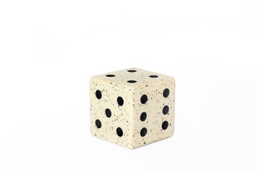 Game cube against white background. Figures. Cube of stone