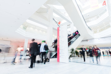 blurred people at Frankfurt trade fair