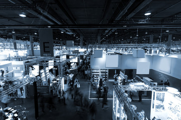 blurred people at Frankfurt trade fair