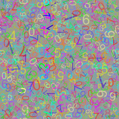 Mathematical seamless pattern. The composition of colorful numbers.