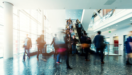 blurred people at Frankfurt trade fair