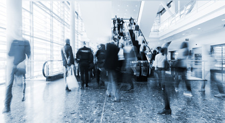 blurred people at Frankfurt trade fair