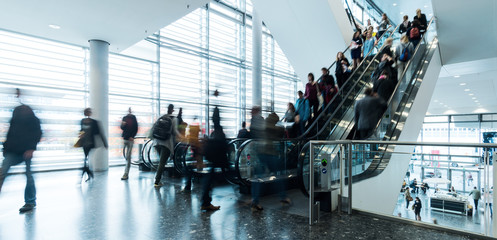 blurred people at Frankfurt trade fair