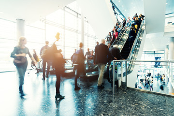 blurred people at Frankfurt trade fair