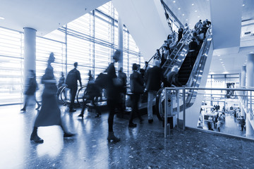 blurred people at Frankfurt trade fair