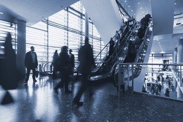 blurred people at Frankfurt trade fair