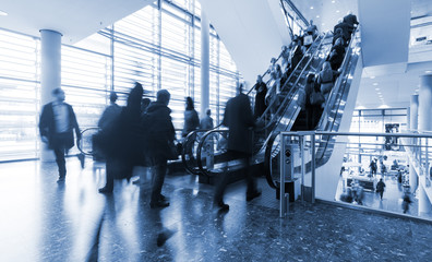 blurred people at Frankfurt trade fair