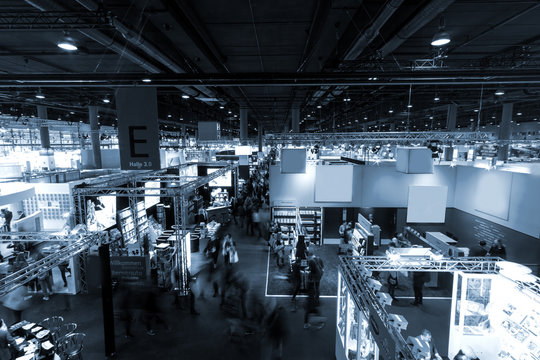 blurred people at Frankfurt trade fair