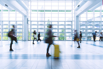blurred people at Frankfurt trade fair