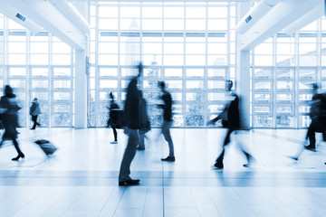blurred people at Frankfurt trade fair