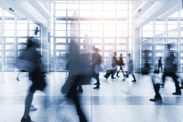 blurred people at Frankfurt trade fair