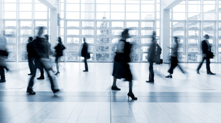 blurred people at Frankfurt trade fair