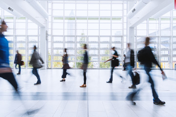 blurred people at Frankfurt trade fair