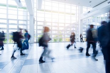 blurred people at Frankfurt trade fair