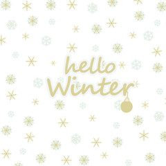 Fototapeta na wymiar Winter Pattern Background with Silver and Gold Snowflakes.
