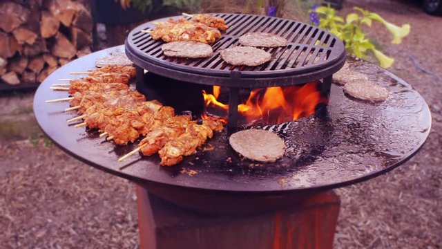 garden barbecue almost ready to eat
