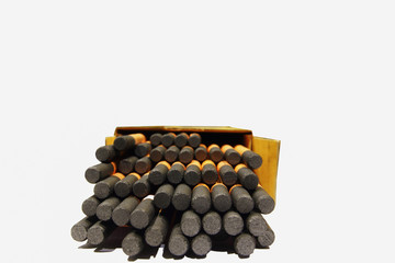 Gouging carbon electrode rods on white background