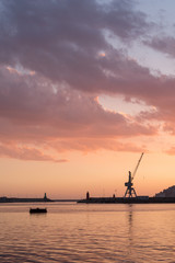 Fototapeta na wymiar Sunset in the port