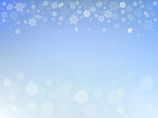 Abstract winter decorative Christmas holidays background with snowflakes and bokeh lights. Vector Illustration.