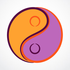 Contour Yin Yang symbol with filling