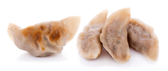 Japanese gyoza on white background
