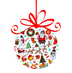 Christmas ball with ornaments