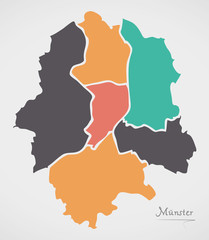 Munster Map with boroughs and modern round shapes
