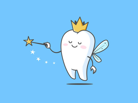 Tooth fairy vector cartoon illustration