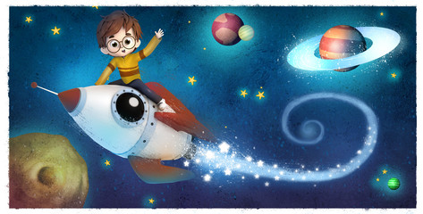 Viajando por el espacio © childrendrawings