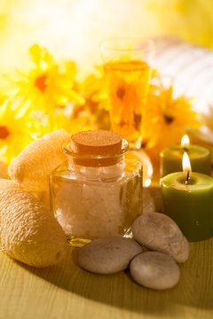 Spa massage oil with treaments spa