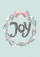 Romantic postcard with Valentine's Day. Elements and text. Vector illustration.
