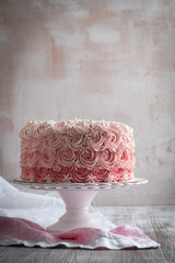 Pink Ombre Rose Cake.