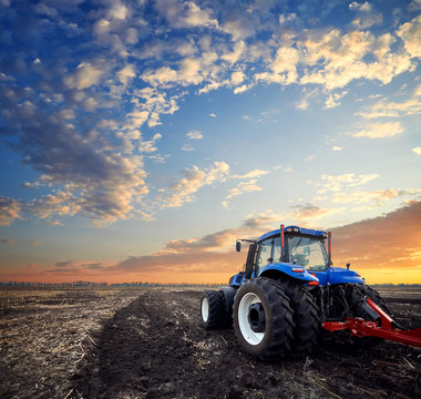 Tractor working in the field