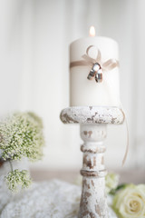 Wedding rings with candle