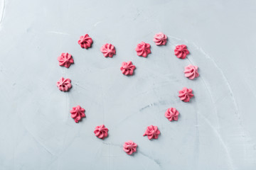 Valentines day holiday love concept with pink meringue heart