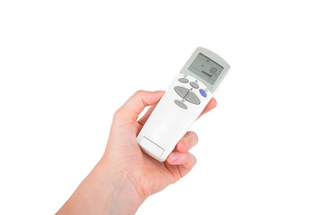 Remote control of air conditioner in hand