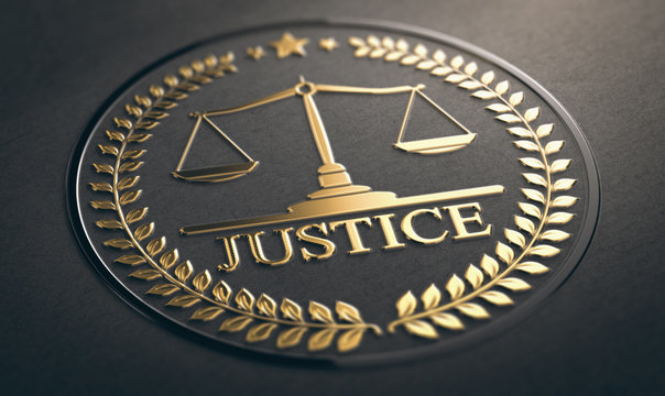 Justice, Law and Equality Symbol Over Black Background