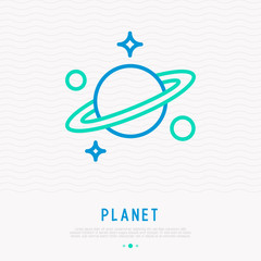 Planet with  thin line icon. Modern vector illustration.