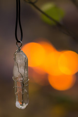 Transparent magical rock crystal on pendant