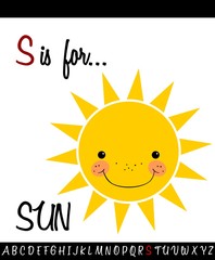 Cartoon Illustration of Capital Letter S with SUN