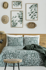 Leaves paintings in traveler's bedroom
