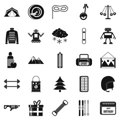 Sport game icons set, simple style