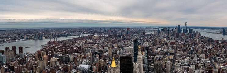 Panorama view from Empire State Buillding to Downtown
