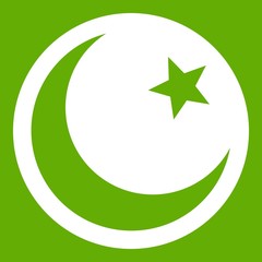 Crescent and star icon green