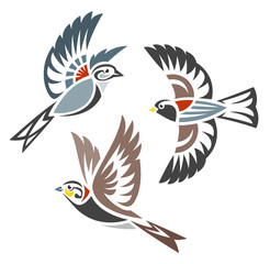 Stylized Birds - Longspurs