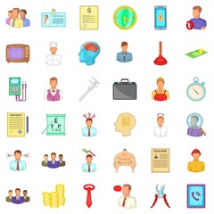 Corporate icons set, cartoon style