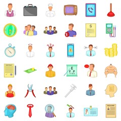 Business meeting icons set, cartoon style