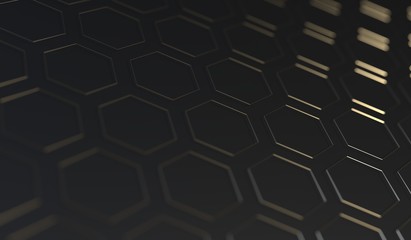 3D Rendering Of Abstract Hexagon Net Background Closeup With Soft Focus