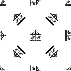 Merry go round horse ride pattern seamless black