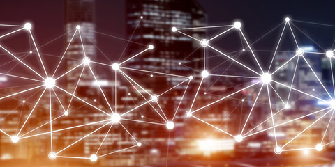 Modern wireless technologies as means of communucation and networking on dark background